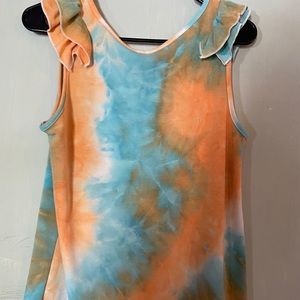 Orange and blue tie dye tank top